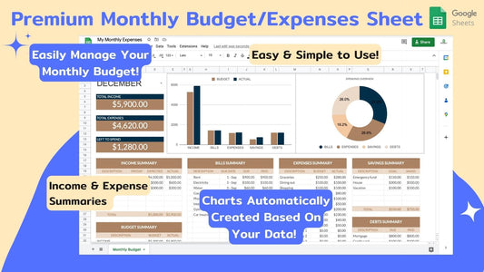 Monthly Budget/Expenses Spreadsheet Non VIP Offer