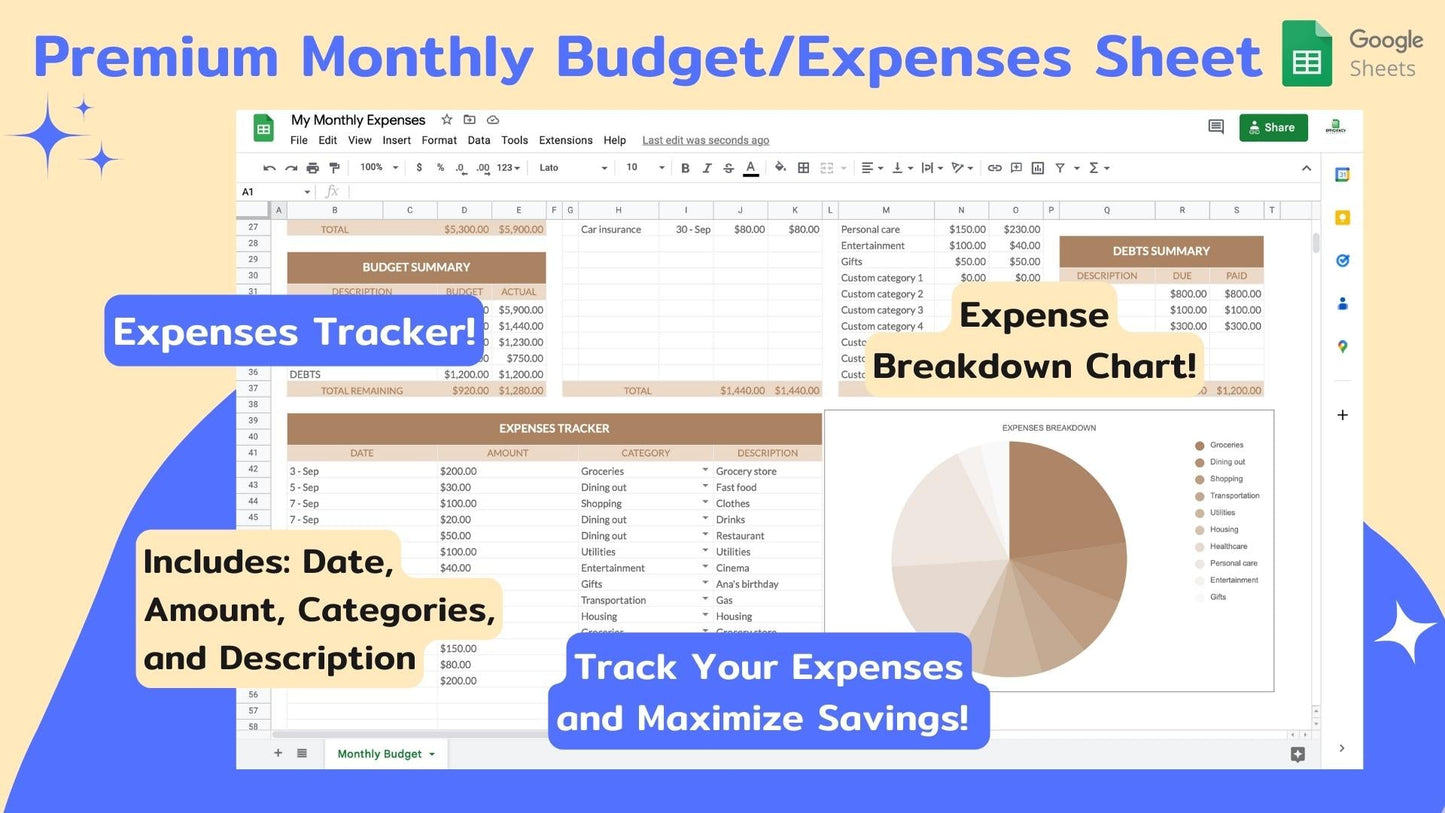 Monthly Budget/Expenses Spreadsheet Non VIP Offer