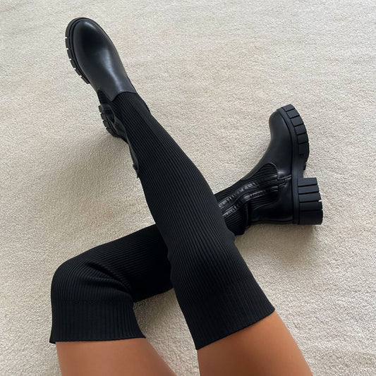 Thigh High Stretch Knit Boots Non VIP Offer