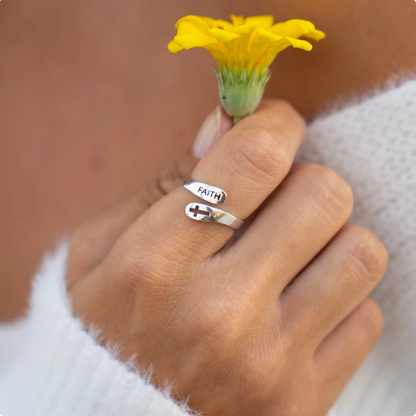 [$33 OFF] - Pure Silver Adjustable Faith Ring - Low in Stock