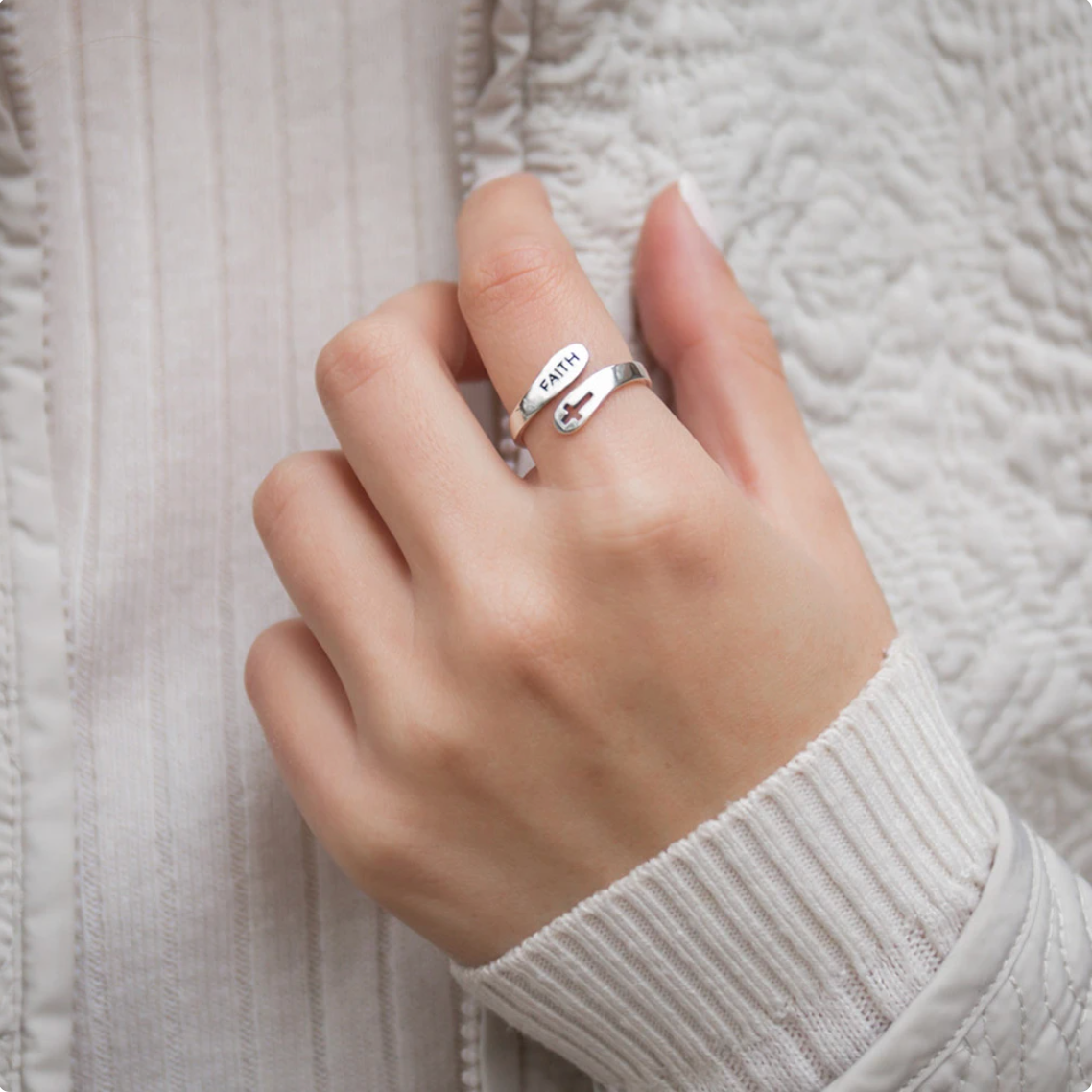 [$33 OFF] - Pure Silver Adjustable Faith Ring - Low in Stock